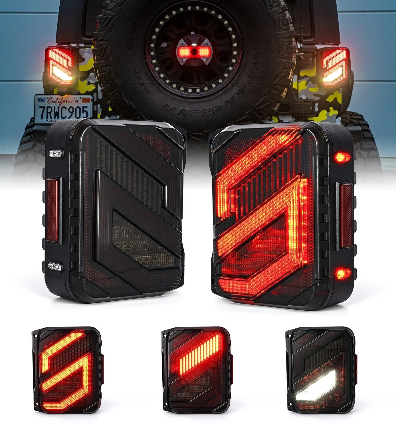 2x For Jeep Wrangler JK JKU 07-18 LED Smoke Tail Lights Rear Brake Reverse Lamps - Image 3