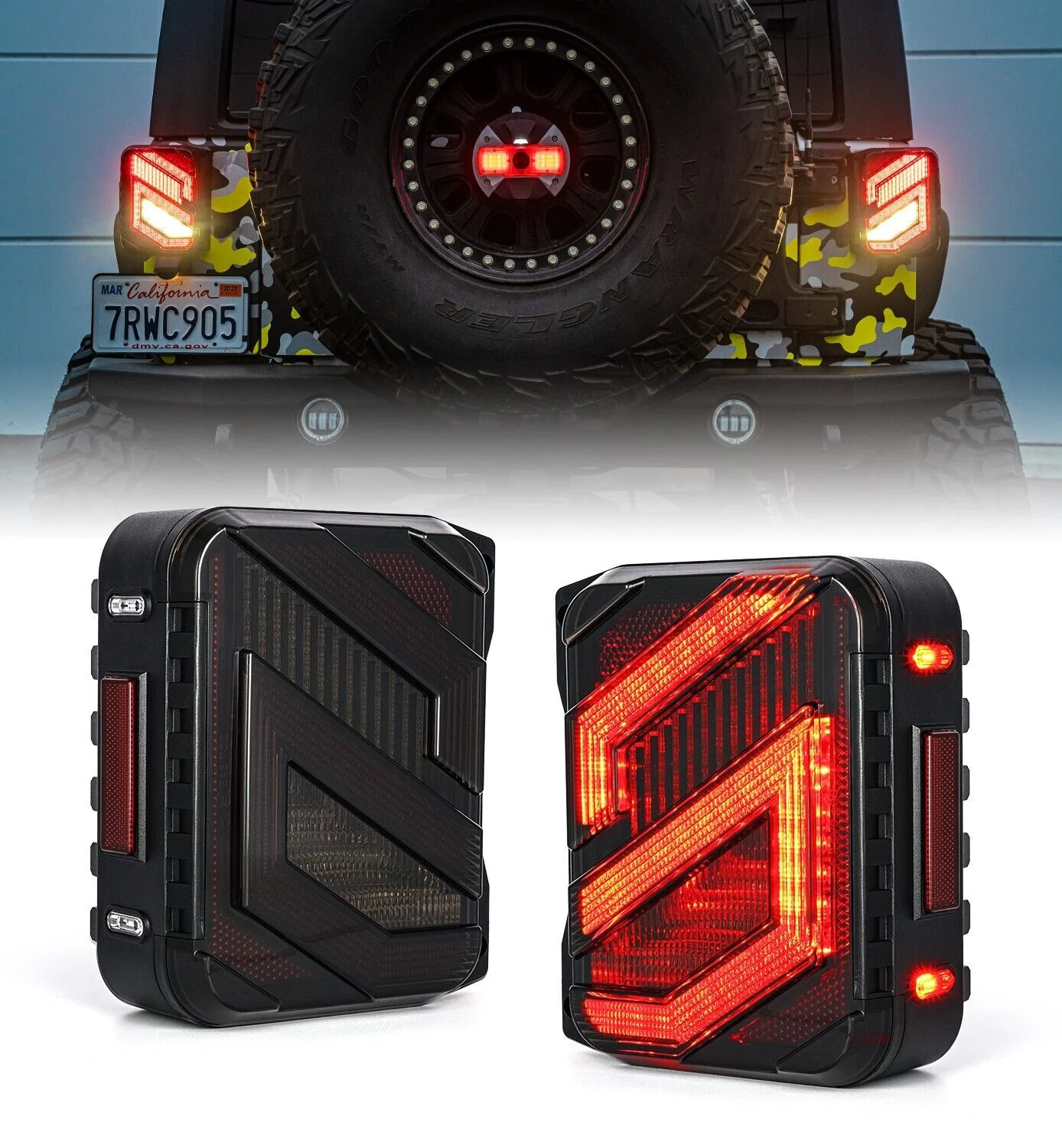 2x For Jeep Wrangler JK JKU 07-18 LED Smoke Tail Lights Rear Brake Reverse Lamps - Image 5