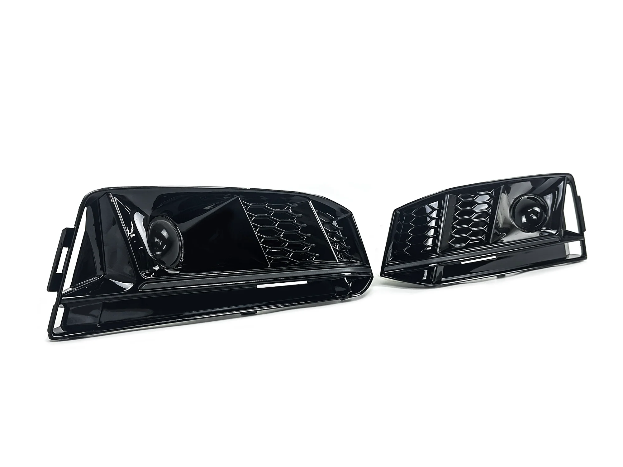Pair L+R For 2017-2019 Audi A4 B9 S-line S4 Fog Light Grille Cover Trim Gloss Black Bezels - Image 6