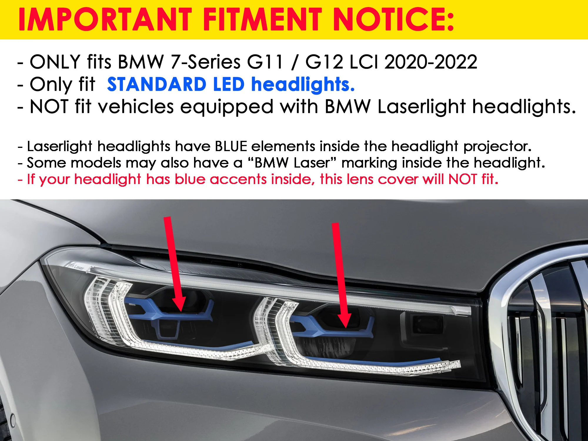 Pair Headlight Clear Lens Cover Shell For BMW 7 Series G11 G12 750Li 2019-22 LCI - Image 3