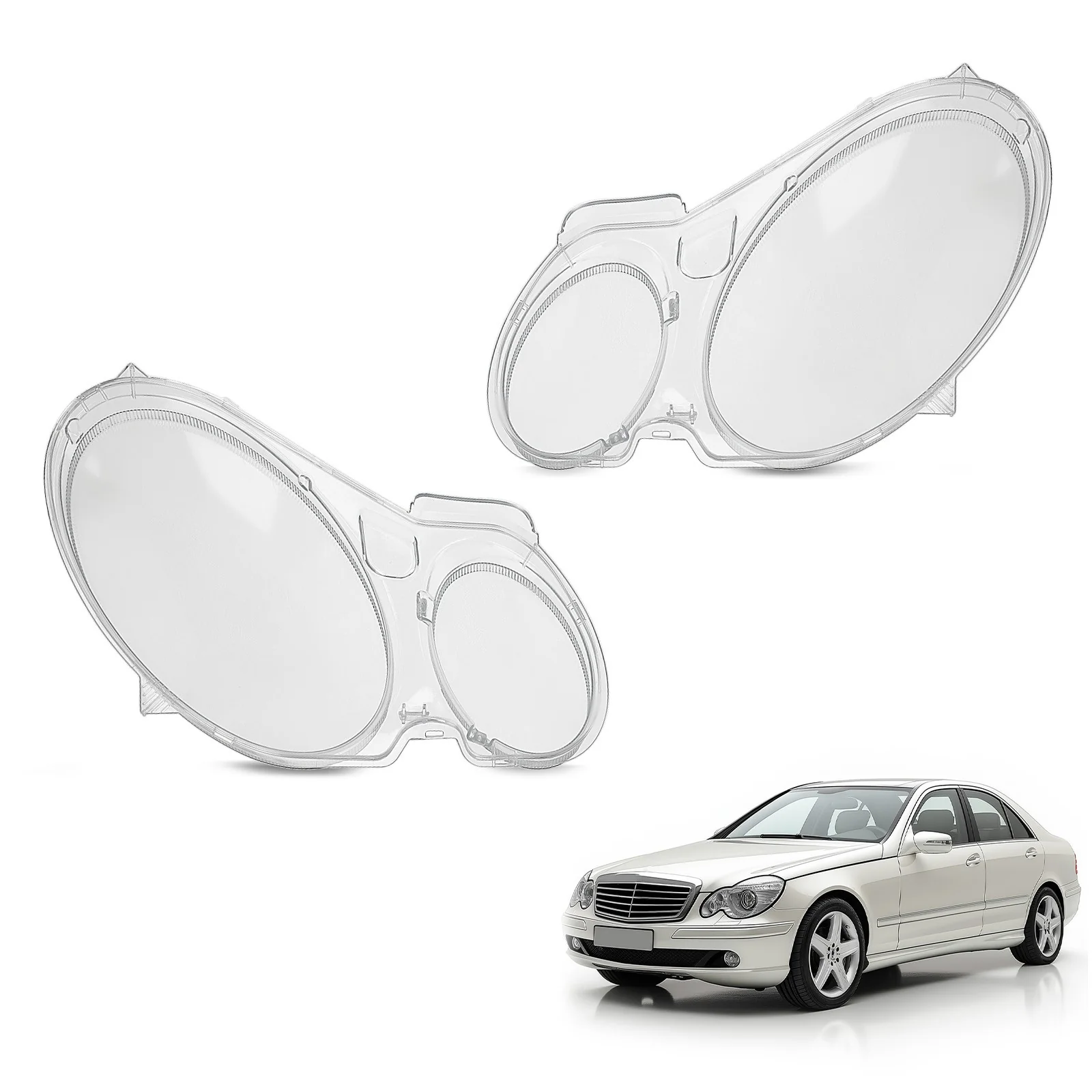 Pair Headlight Headlamp Lens Cover for Mercedes Benz E240 E200 E350 W211 2003-2008 Clear