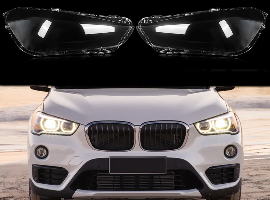 For BMW X1 F48 F49 2016-2019 Right+Left Side Headlight Headlamp Lens Cover