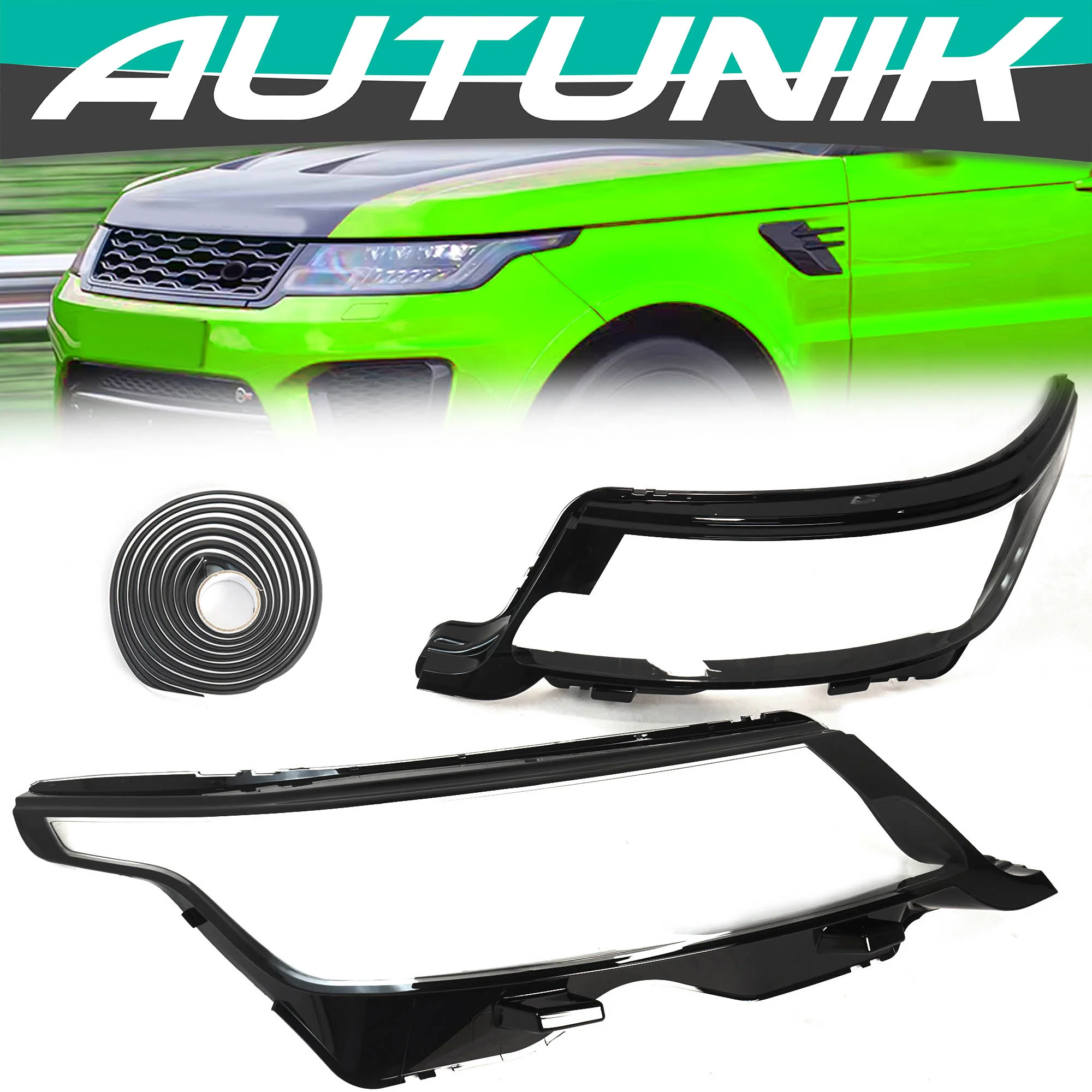 Pair L&R Clear For Range Rover Sport L494 2018-2022 Headlight Lens Cover