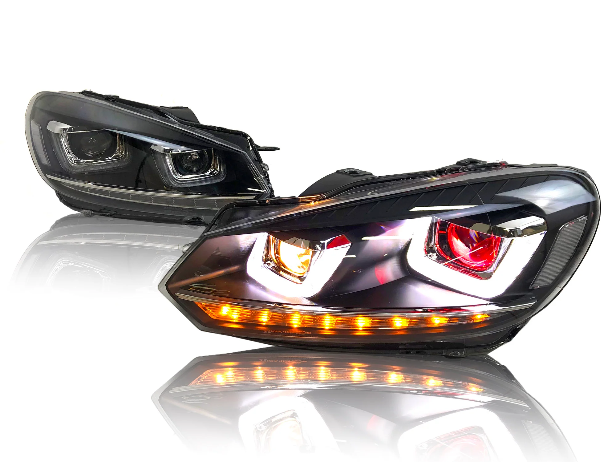 Pair LED Headlights Demon Head Lamps Sequential for VW Volkswagen Golf6 MK6 TDI TSI GTD LPG 2010-2013 - Image 9