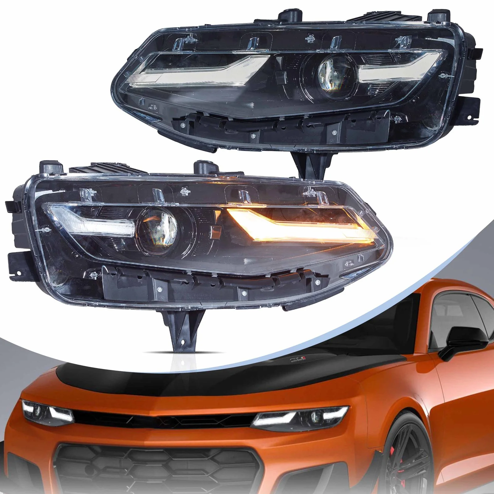 2x Headlights Set LED for Chevrolet Chevy Camaro 2019-2024 Coupe Convertible - Image 2