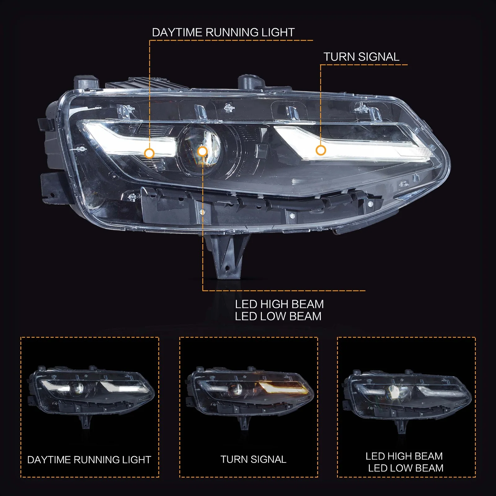 2x Headlights Set LED for Chevrolet Chevy Camaro 2019-2024 Coupe Convertible - Image 3