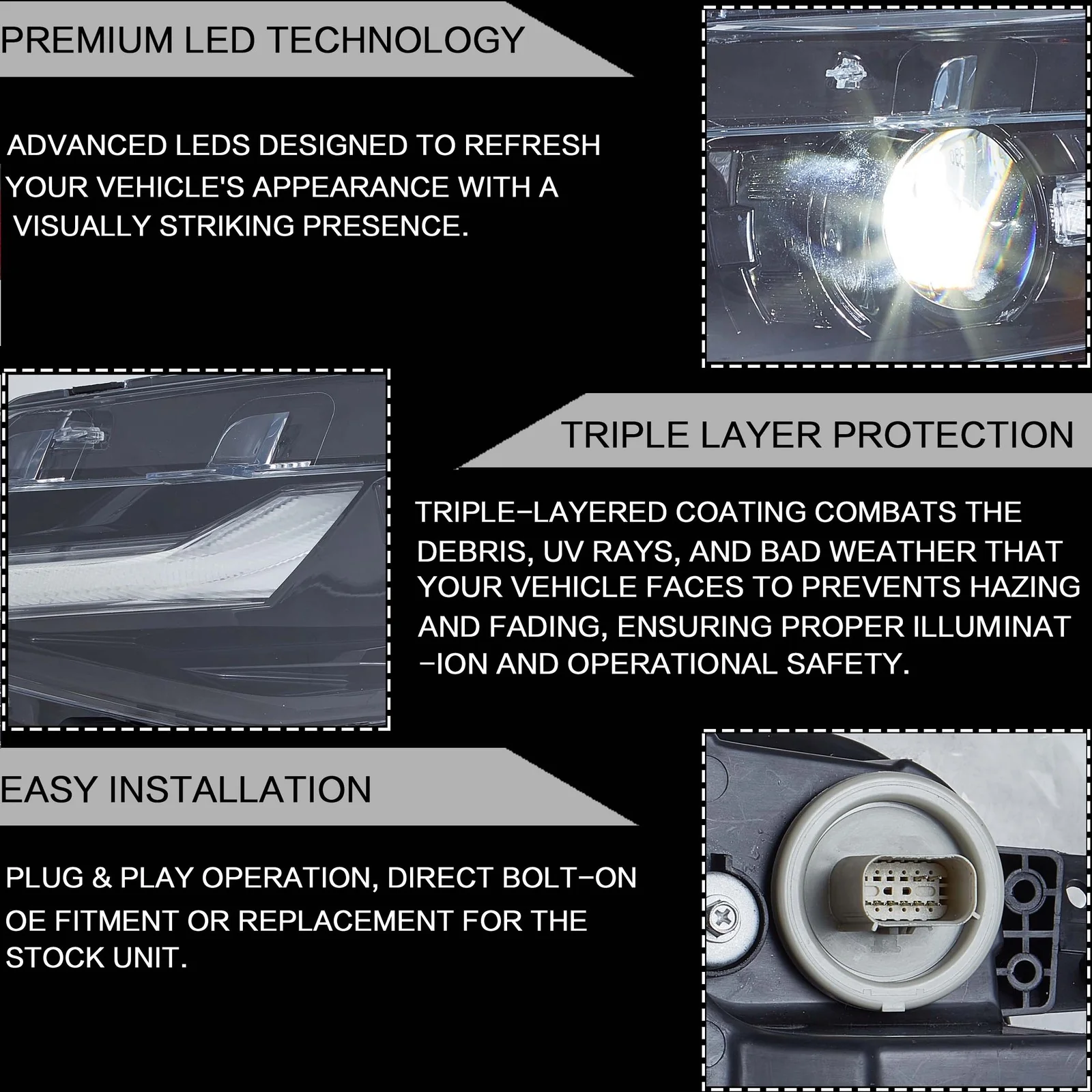 2x Headlights Set LED for Chevrolet Chevy Camaro 2019-2024 Coupe Convertible - Image 4