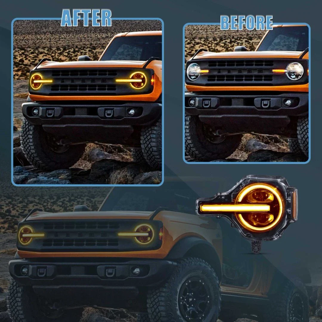 Pair LED Projector Headlights w/ DRL For 2021–2024 Ford Bronco 2/4 Door - Image 9