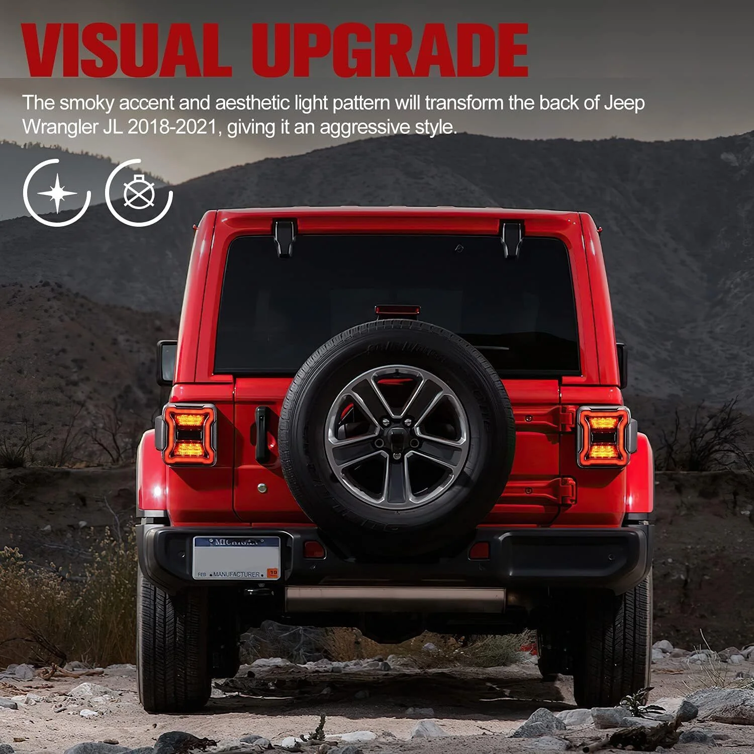 Pair Smoked Led Tail Lights w/Running Turn Signal For Jeep 2018-2024 Wrangler JL JLU - Image 6