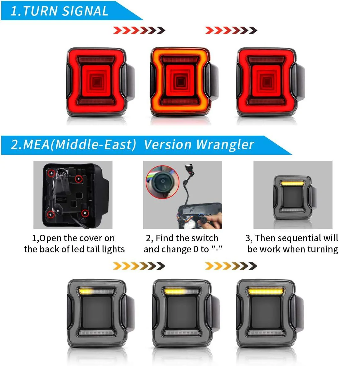 2x LED Tail Lights Assembly For 2018-2026 Jeep Wrangler W/Start-up Animation - Image 5