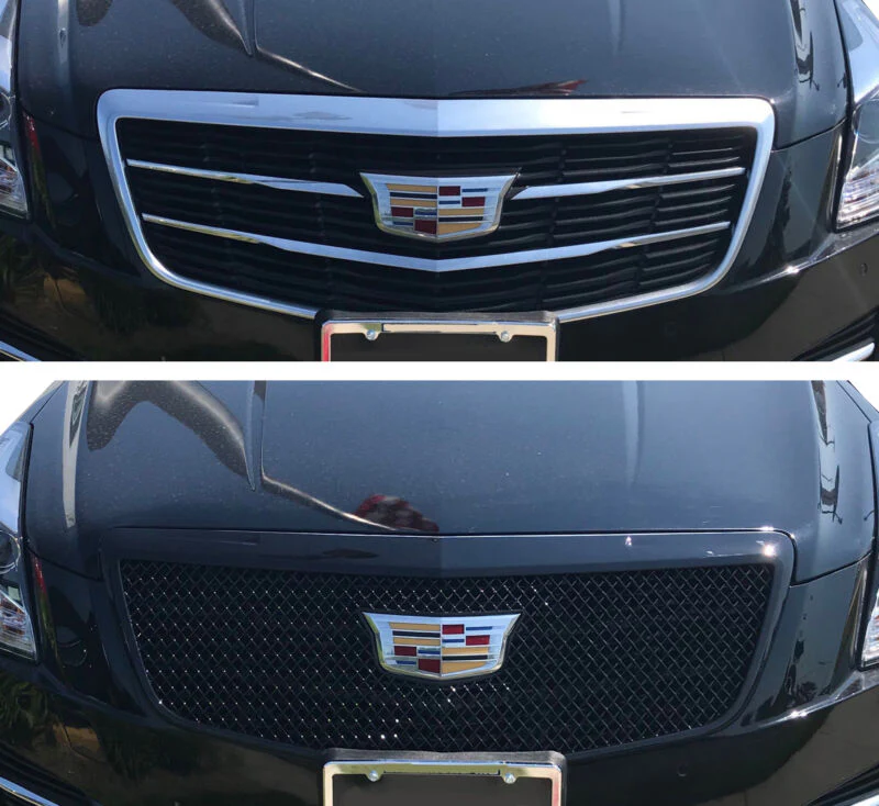 Gloss Black Honeycomb Front Bumper Mesh Grille Overlay for 15-19 Cadillac ATS - Image 8