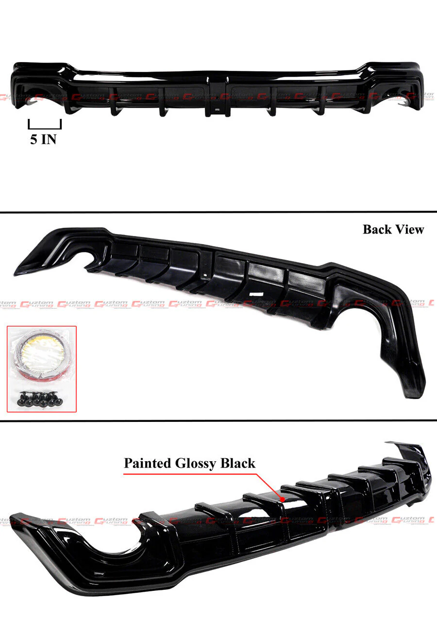 Pearl White LED Rear Bumper Diffuser & Corner Spats Splitter For 2022-2026 Honda Civic Sedan - Image 2