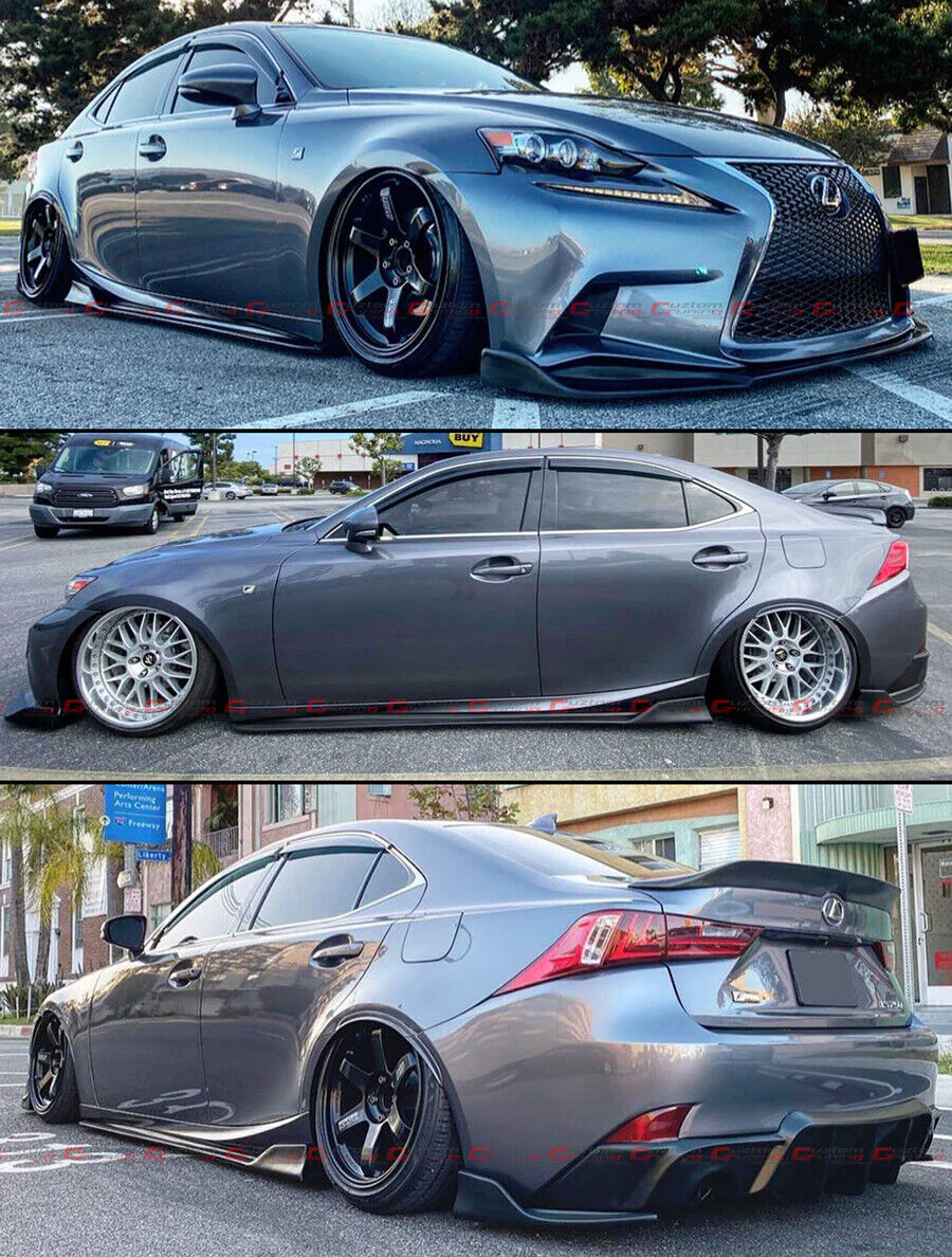 Primed Black For 2014-2020 Lexus LEXUS IS200t IS300 IS350 AR Style Side Skirt Extension Splitters - Image 3