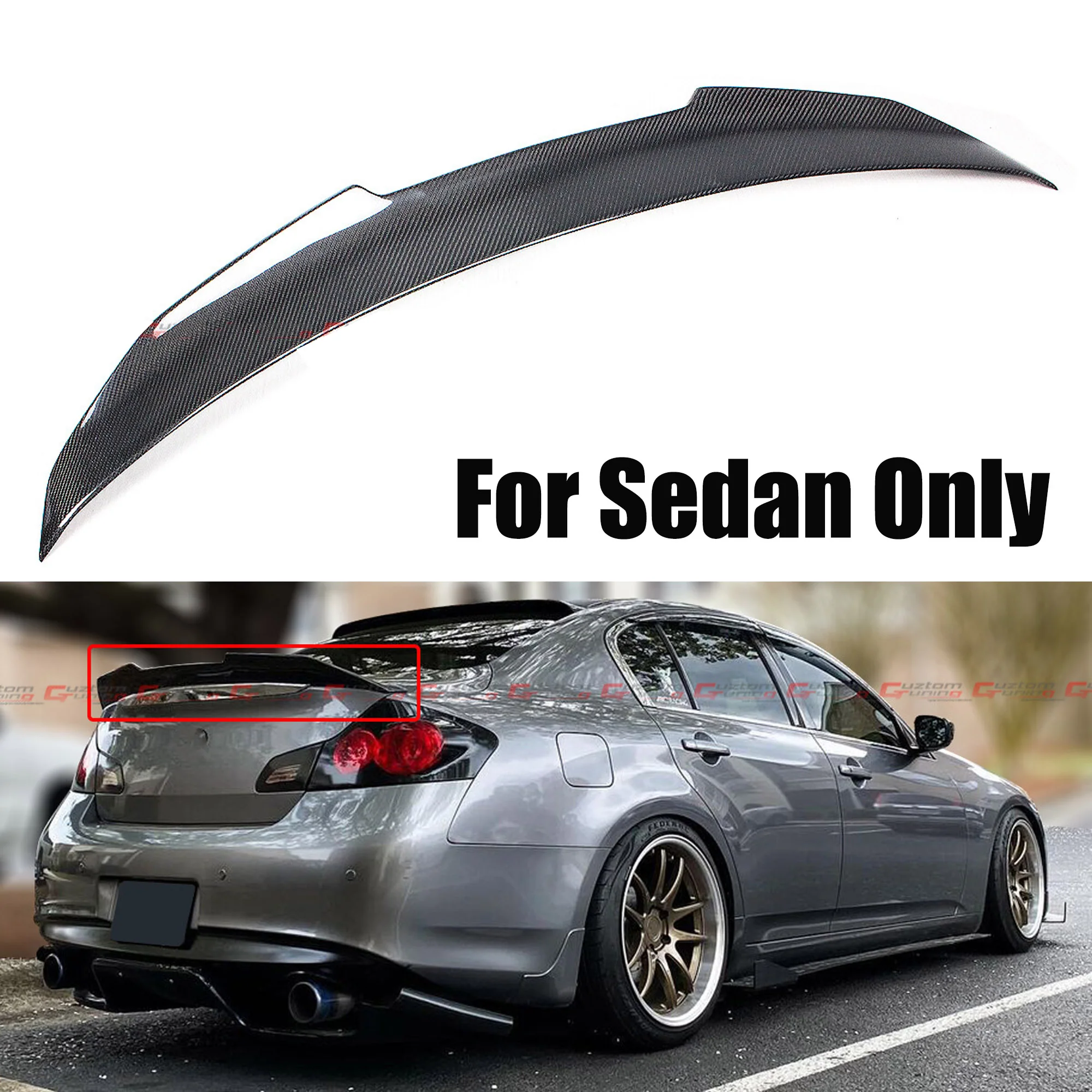 PSM Style Carbon Fiber High Kick Duckbill Trunk Spoiler for 2007–2015 Infiniti G35 G37 Q40 Sedan - Image 3