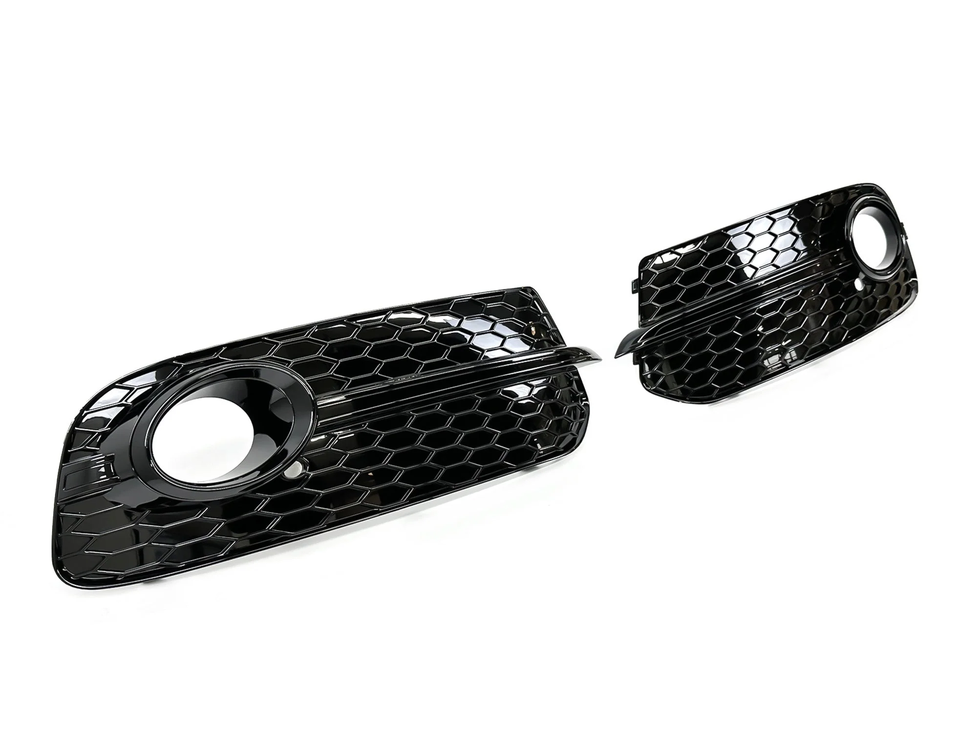 Fit For 2013-2017 AUDI Q5 NON S-Line Front Bumper Fog Light Grill Grille L+R Gloss Black - Image 5