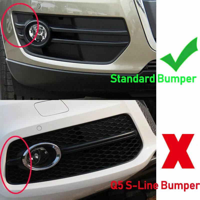 Pair For Audi Q5 8R NON S-line 2009-2012 SQ5 Style Fog Light Cover Grille Black Honeycomb - Image 3