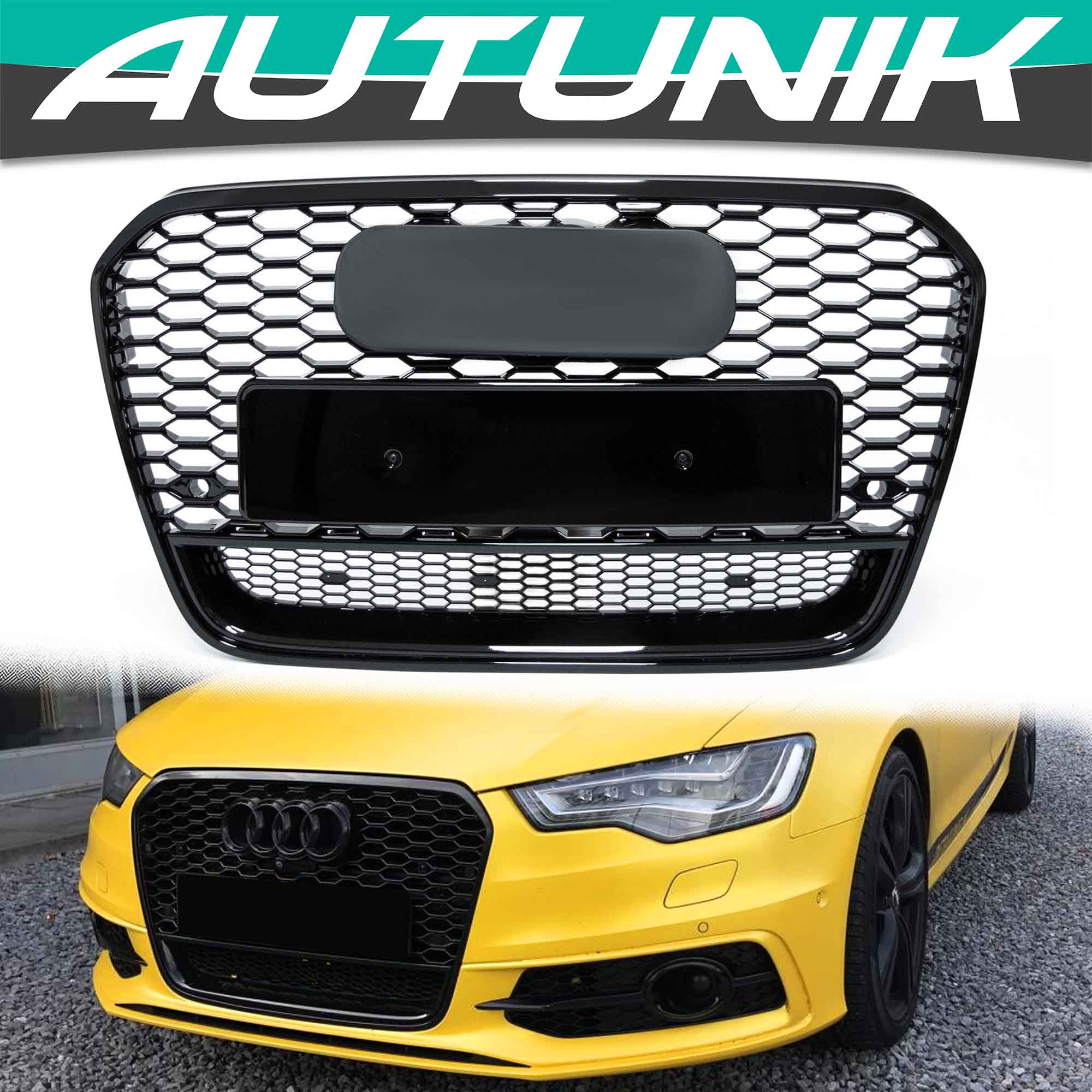 RS6 Style Front Radiator Grill Upper Grille For 2012-2015 Audi A6 S6 C7