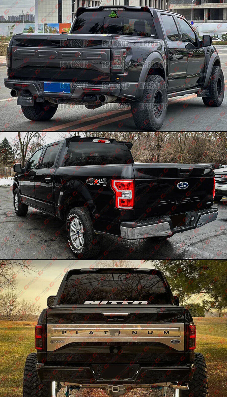 Gloss Black Rear Trunk Top Cap Roof Spoiler Wing for 2015-2020 Ford F150 F-150 - Image 3