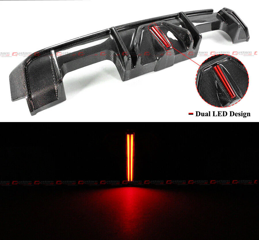 Real Carbon Fiber LED Rear Diffuser + Side Extension fit for 2021-2024 BMW G80 M3 - Image 3