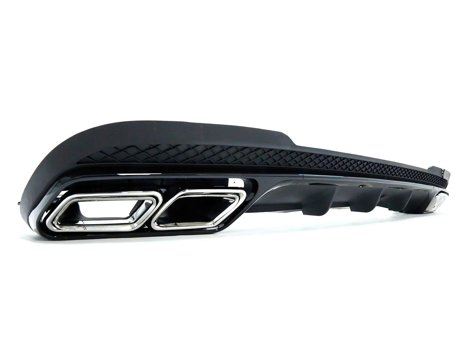 Black Diffuser & Chrome Tips for Mercedes W212 E200 E250 E300 E350 E400 E500 E550 E63 AMG Sedan 2014-2016 - Image 6
