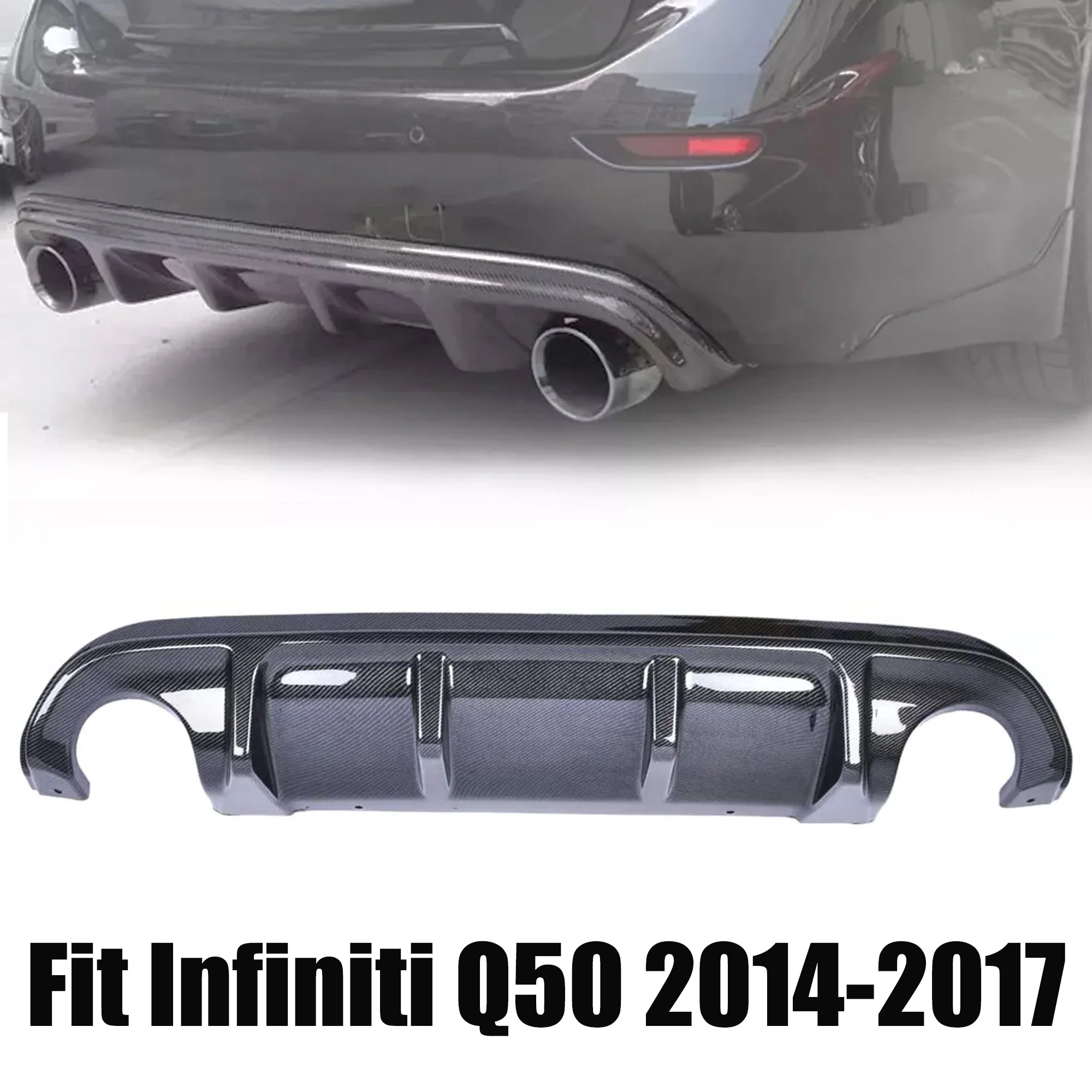 Carbon Fiber Look Rear Diffuser for Infiniti Q50 2014 2015 2016 2017 - Image 2