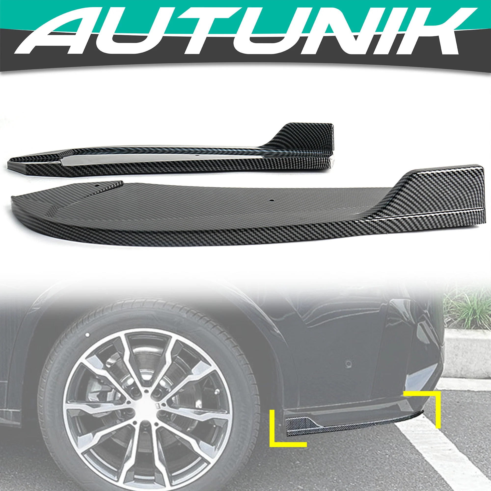 Rear Bumper Side Splitter Aprons for BMW X4 G02 LCI M Sport 2022-2024