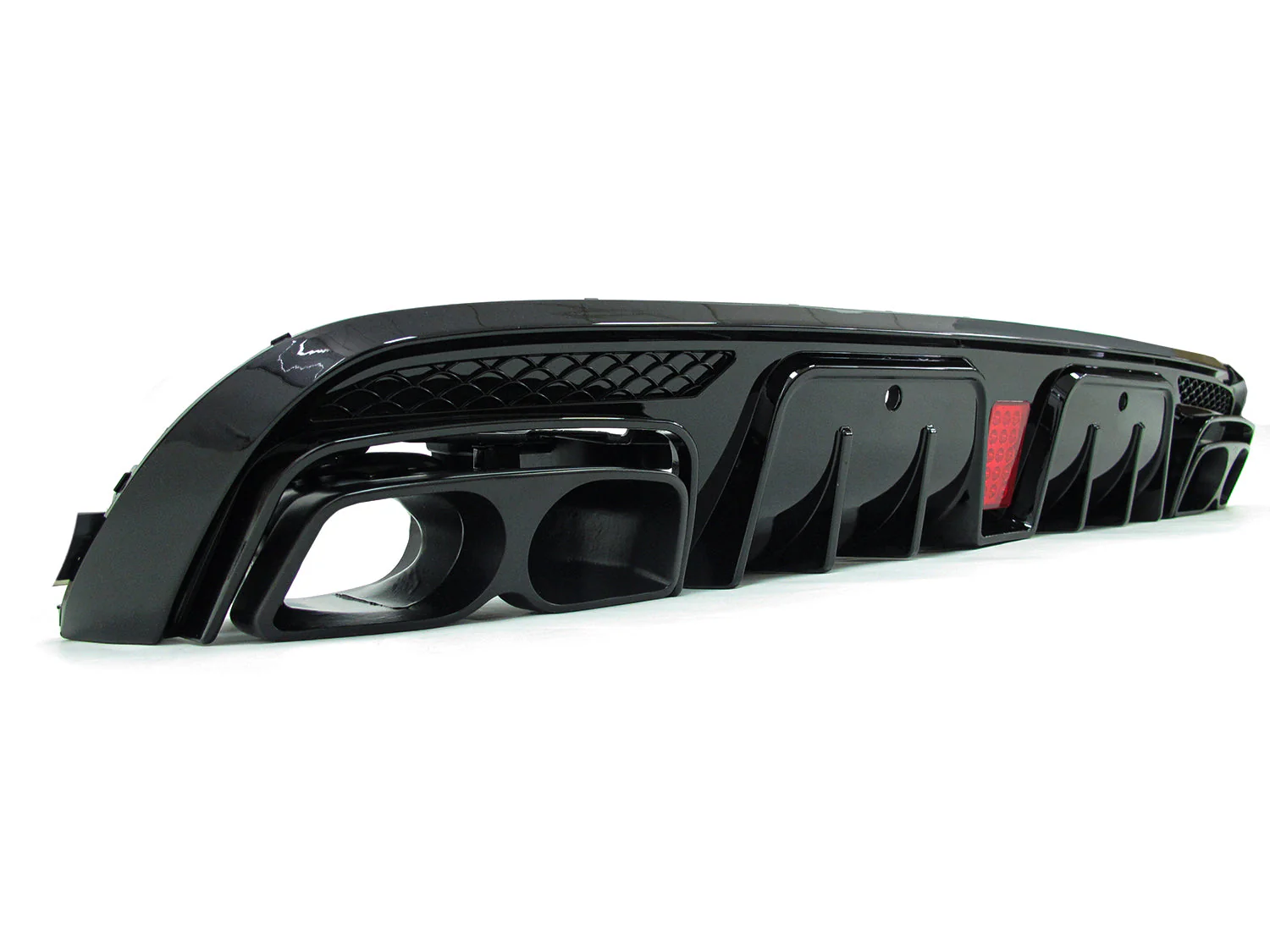 Black Rear Diffuser w/ LED + Black Exhaust Tips For 15-21 Mercedes W205 Sedan C300 C450 C43 AMG - Image 9