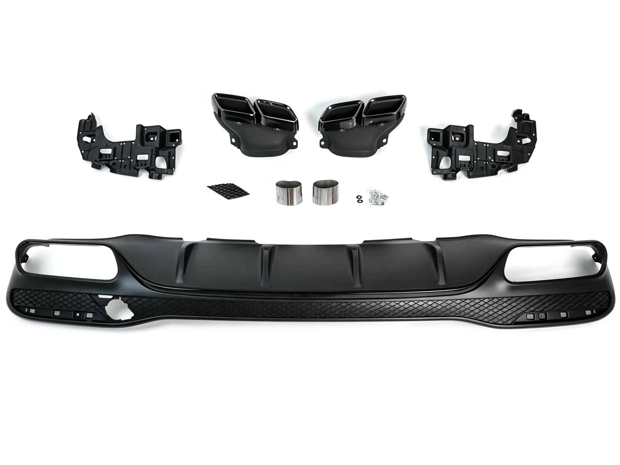 Rear Diffuser Lip w/ Black Exhaust Tips For Mercedes GLE W166 SUV GLE300 GLE350 GLE400 GLE43 AMG 2015-2018 - Image 4