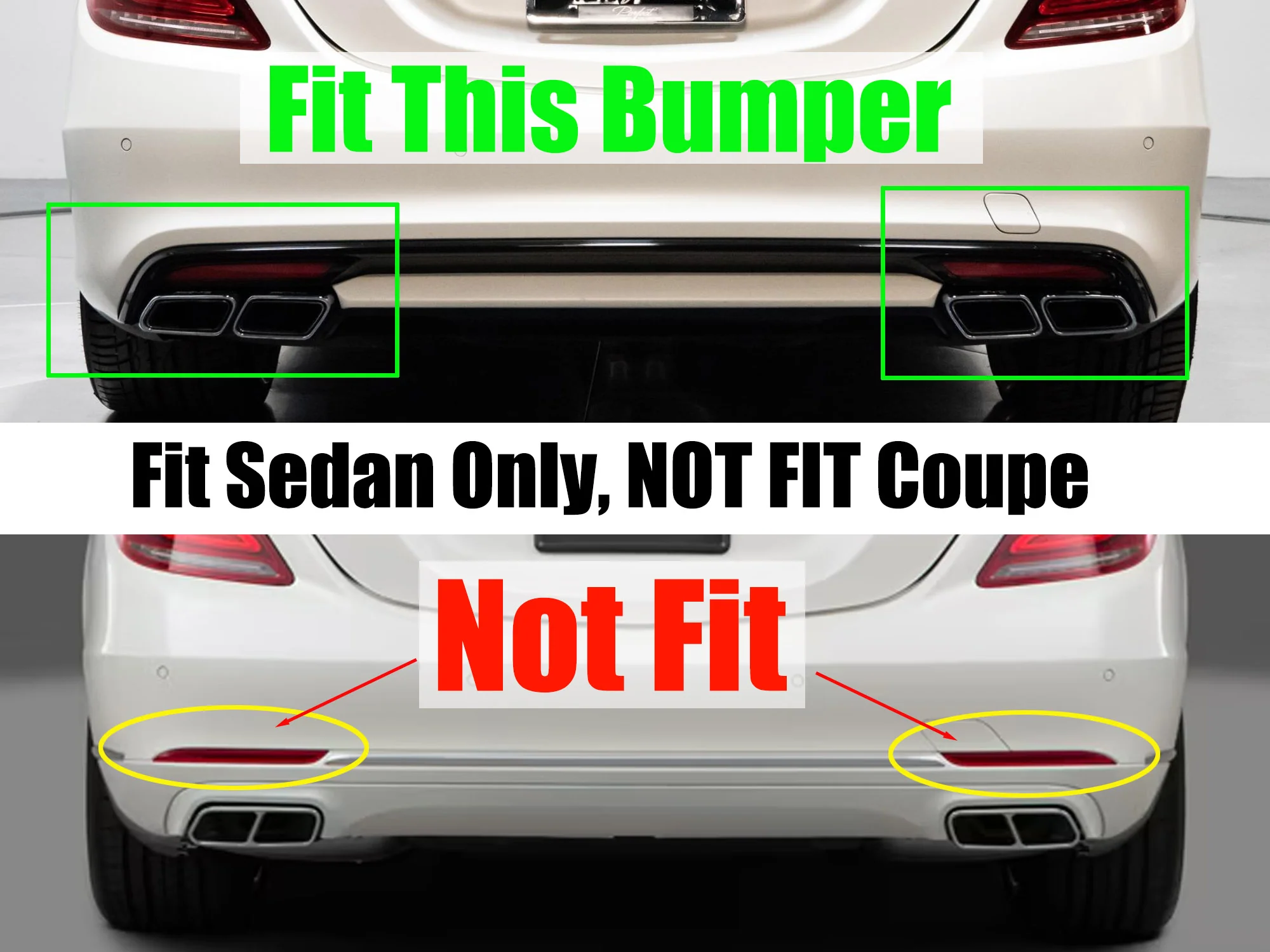 Gloss Black Rear Diffuser + Black Exhaust Tips For Mercedes W222 S500 S550 AMG 2014-2017 - Image 4