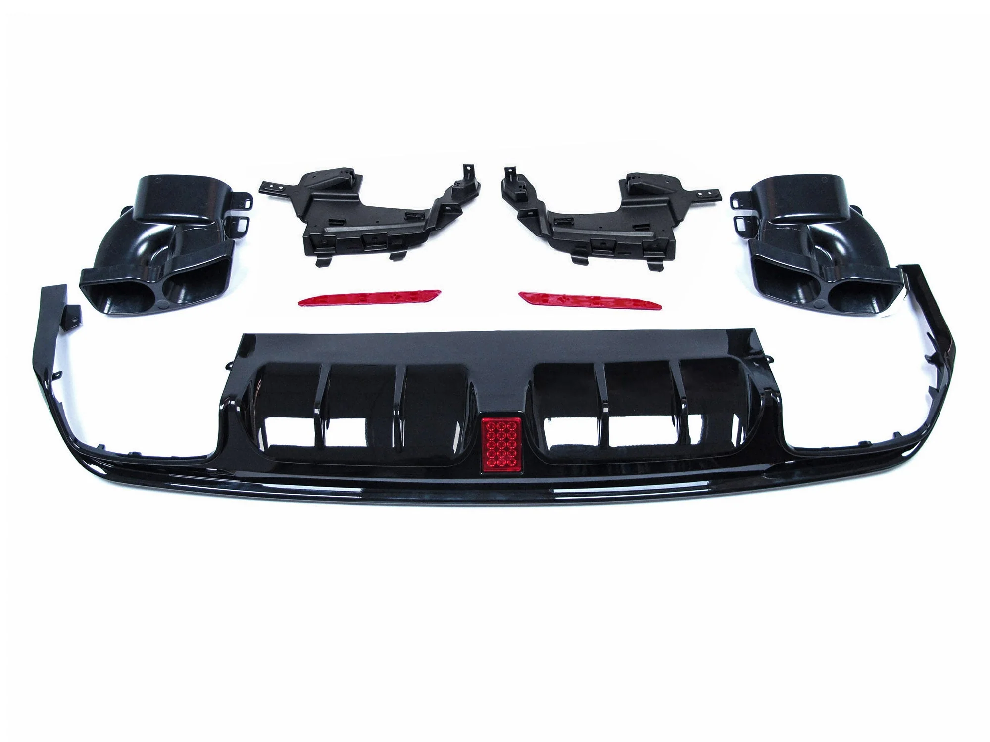 Gloss Black Rear Diffuser + Black Exhaust Tips For Mercedes W222 S500 S550 AMG 2014-2017 - Image 6