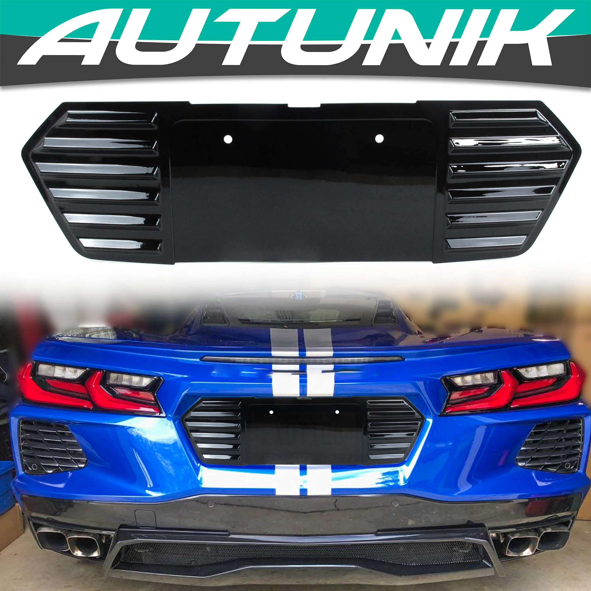 Rear License Plate Frame ABS For Corvette C8 Stingray Z51 Coupe HTC 2LT 3LT 2020+