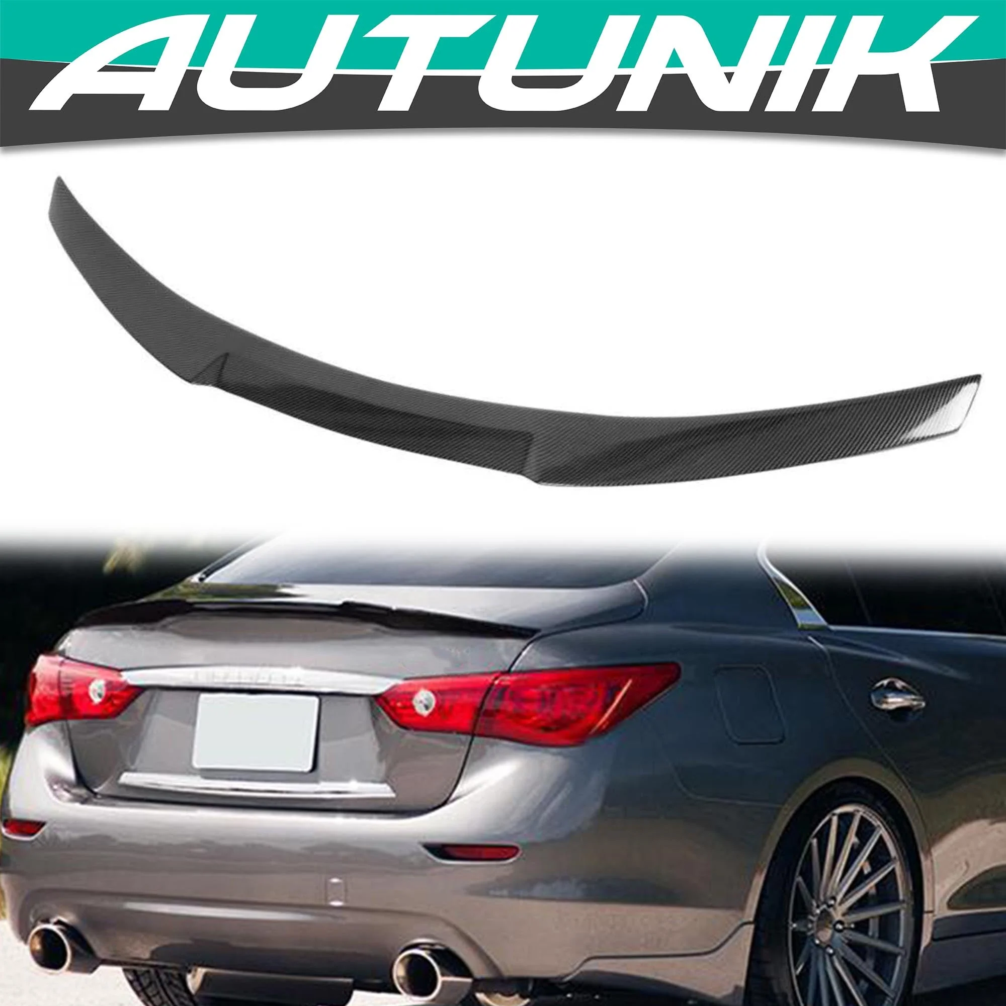 Carbon Fiber Look Rear Trunk Spoiler For Infiniti Q50 2014-2024