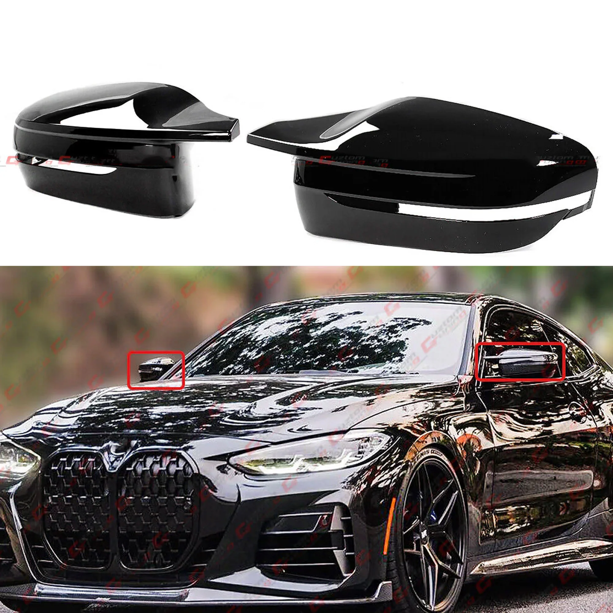 Replacement For 2018-2024 BMW G15 G20 G22 Gloss Black M Style Side Mirror Cover Caps