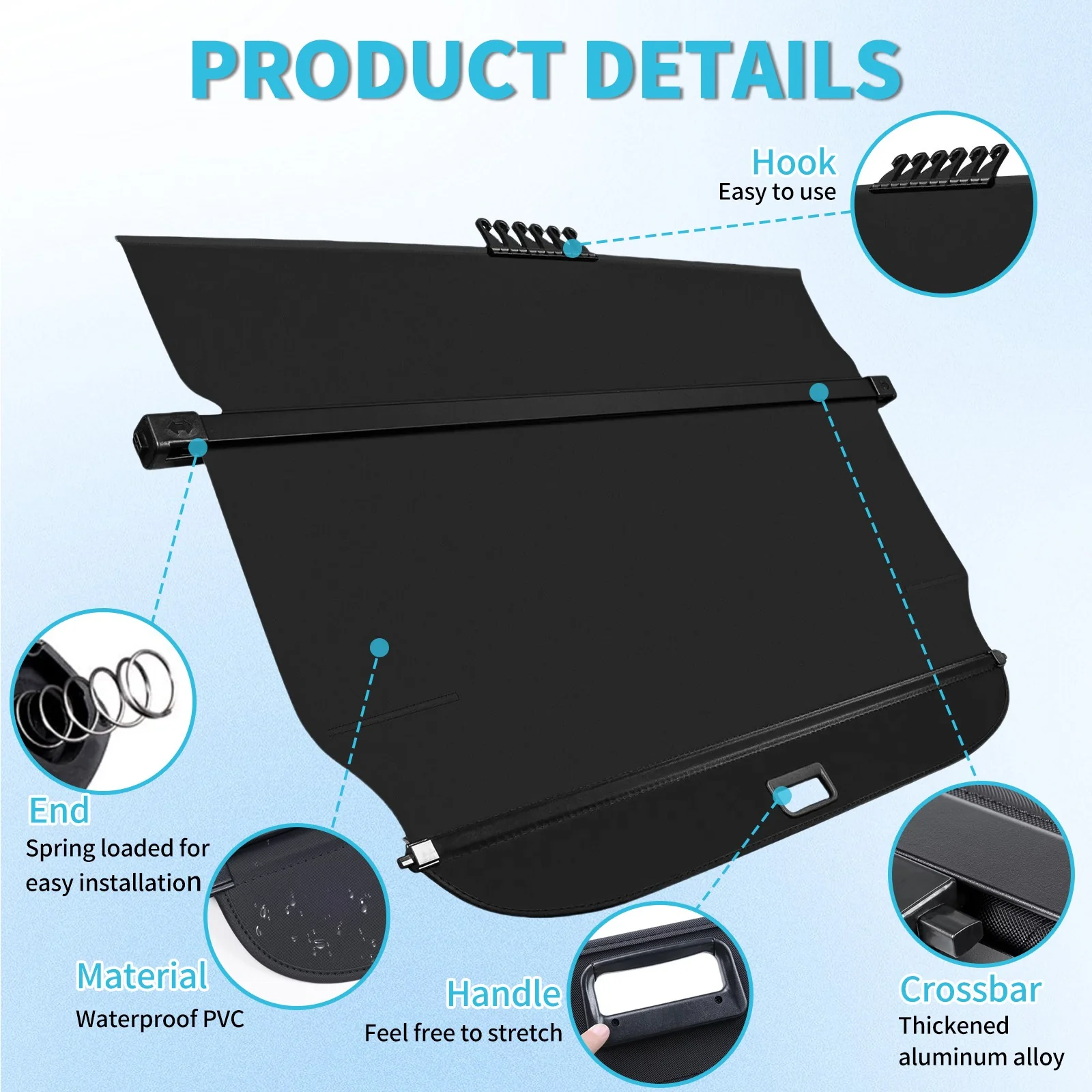Retractable Rear Cargo Cover For Ford Edge 2015–2024 Rear Trunk Shade - Image 3
