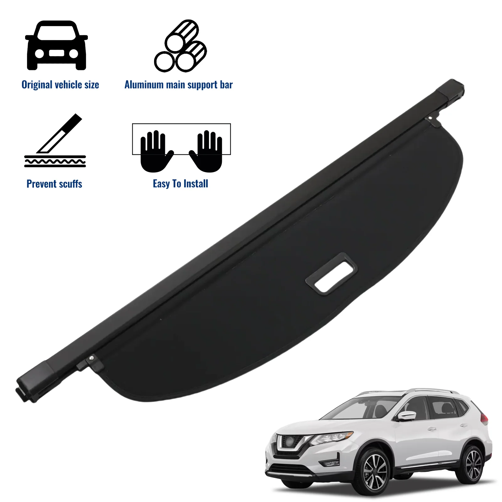 Retractable Rear Cargo Cover For Nissan Rogue SV SL 2014–2020 Security Shield
