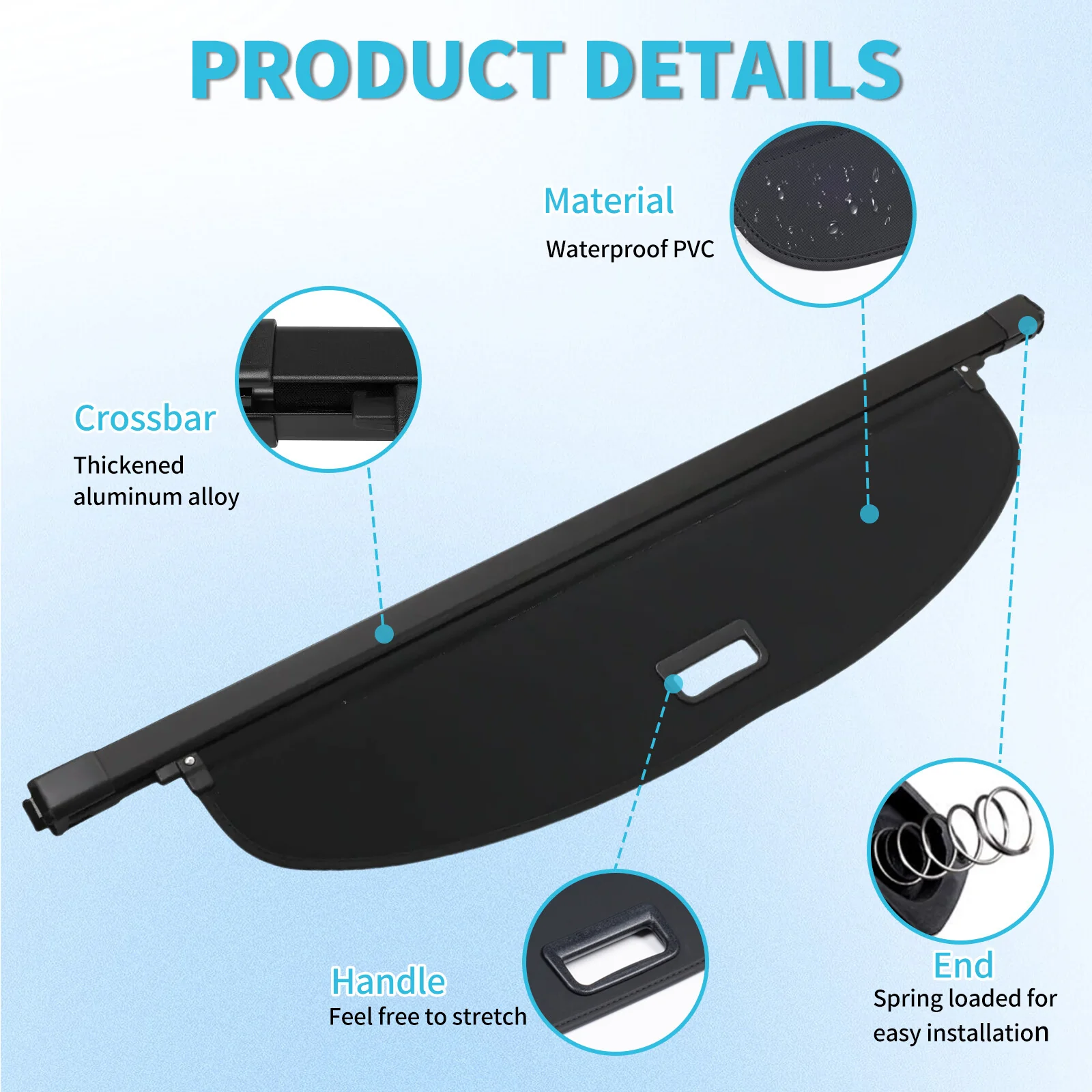 Retractable Rear Cargo Cover For Nissan Rogue SV SL 2014–2020 Security Shield - Image 3