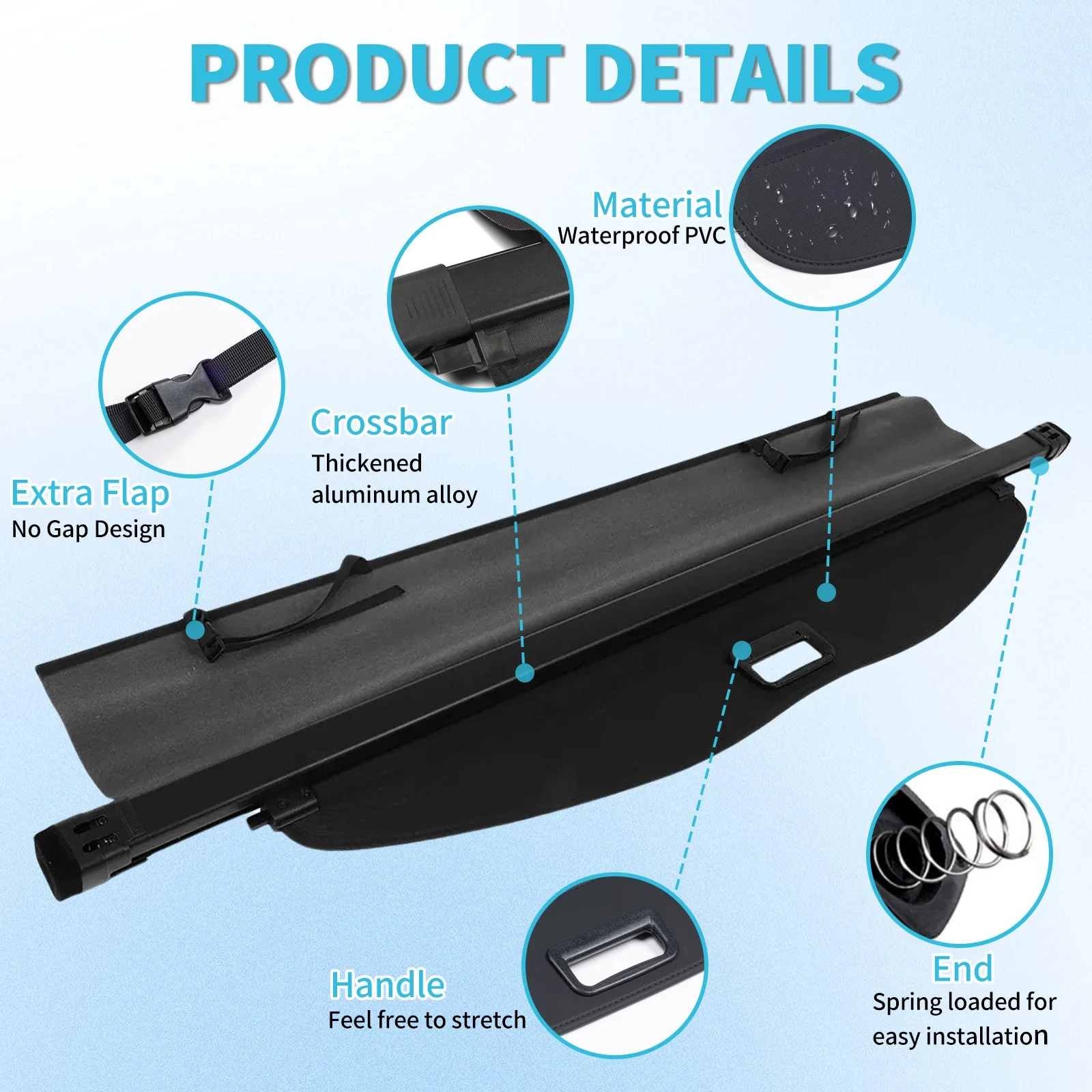 Retractable Rear Cargo Cover For Toyota Highlander 2020–2025 Trunk Luggage Shade - Image 3