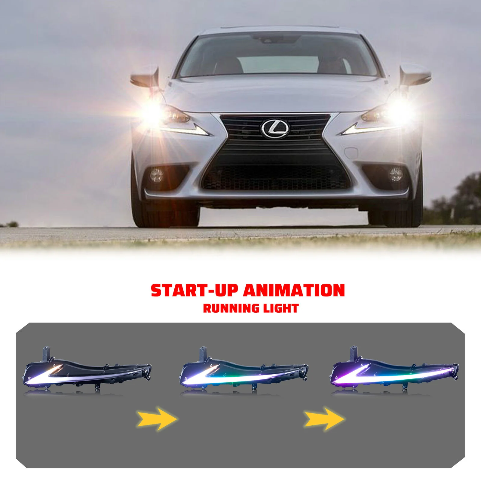 RGB LED Daytime Running Light DRL Kit for Lexus IS250 IS200t IS300 2017–2020 - Image 4