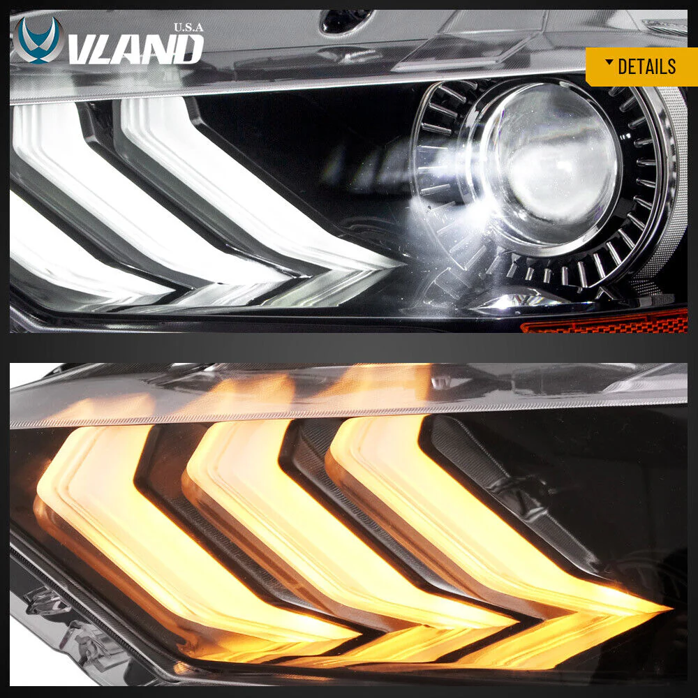 RGB LED Headlights For 2018-2023 Ford Mustang Color Change Front Lamps Sequential Turn - Image 10