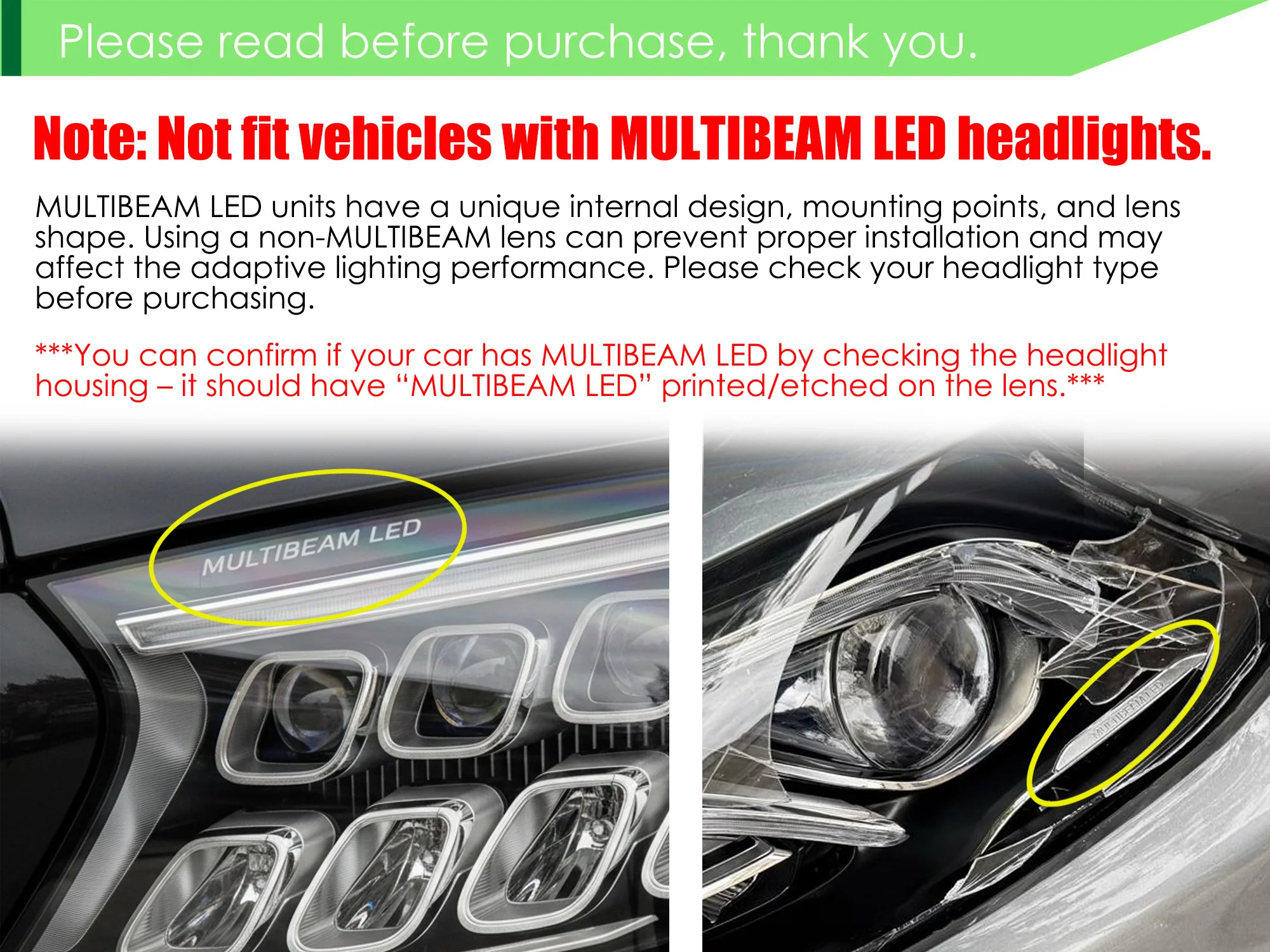 Right Headlight Lens Cover For Mercedes GLE W167 2020–2023 SUV Passenger Side - Image 3