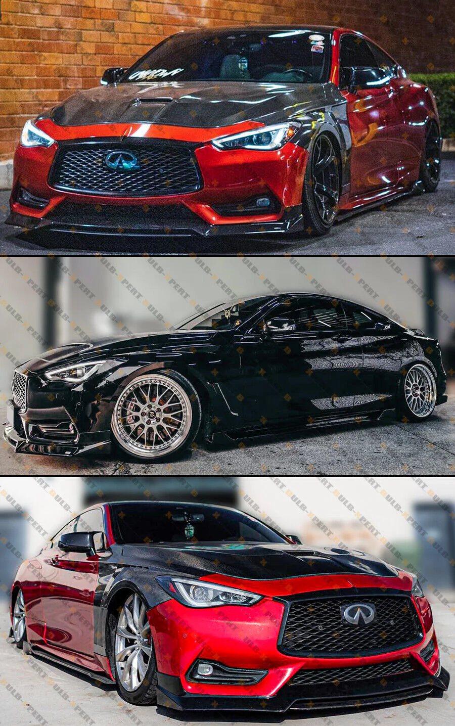 RS Style Double-Deck PU Front Bumper Lip Spoiler For 2017-2022 Infiniti Q60 - Image 4