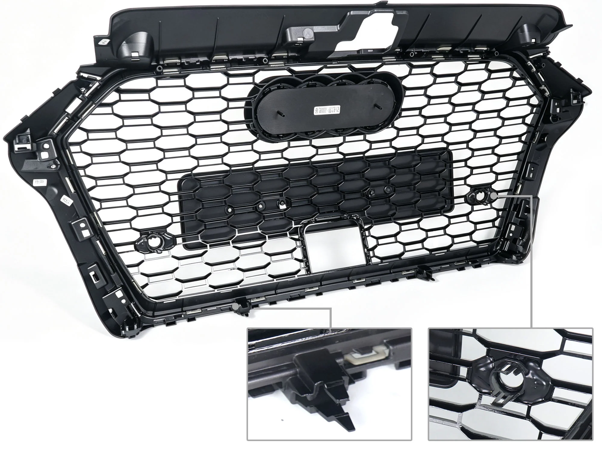 Gloss Black Honeycomb Front Bumper Grille Grill RS3 Style Fit 2017-2020 Audi A3 8V S3 With ACC - Image 11
