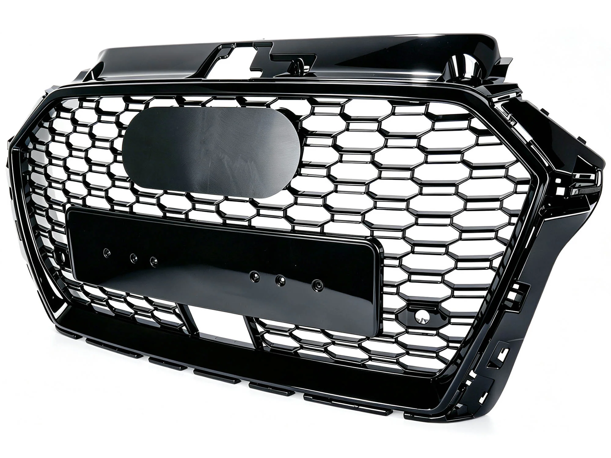 Gloss Black Honeycomb Front Bumper Grille Grill RS3 Style Fit 2017-2020 Audi A3 8V S3 With ACC - Image 6
