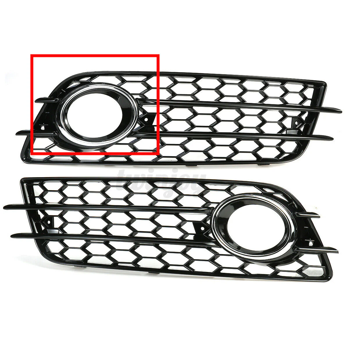 Pair Honeycomb Front Bumper Fog Light Grille Cover Fit Audi A4 B8 S4 2008-2012 - Image 4