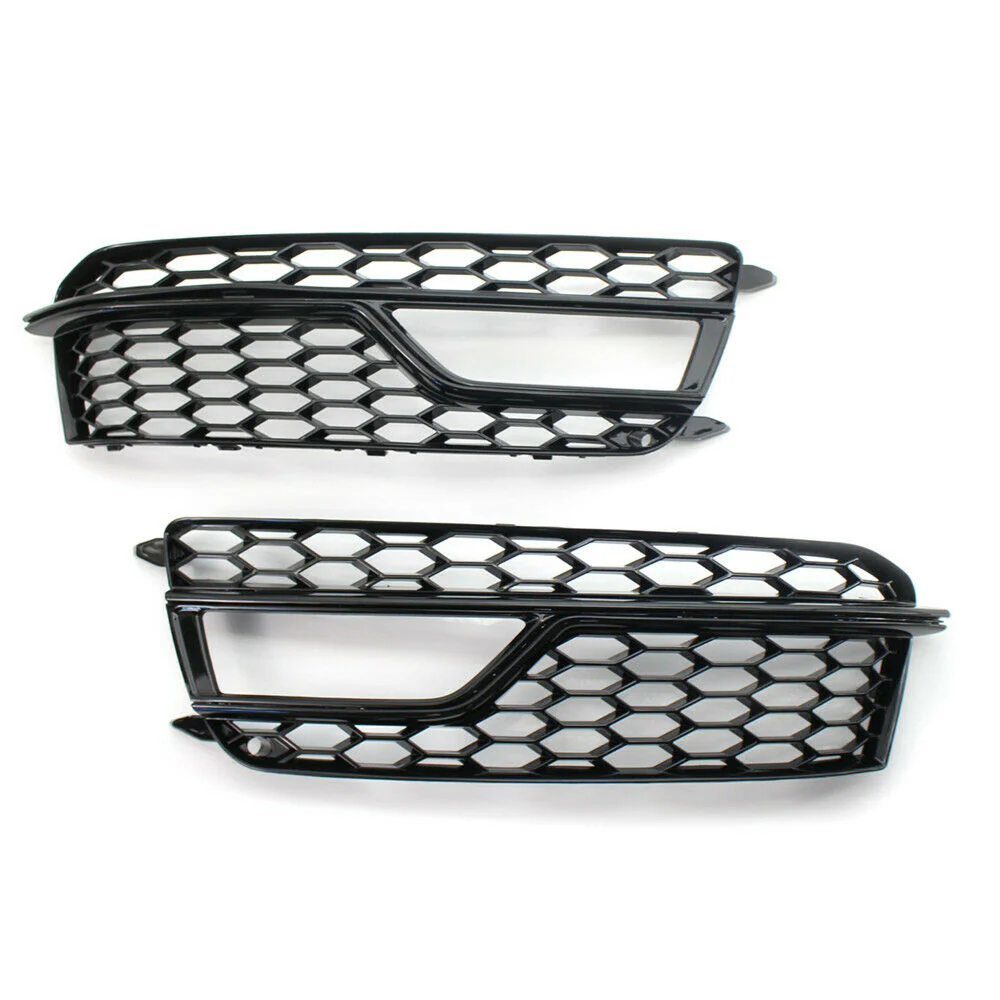 2x Black Fog Light Grille Cover For Audi A5 B8.5 8T S-Line S5 2013-2016 - Image 3