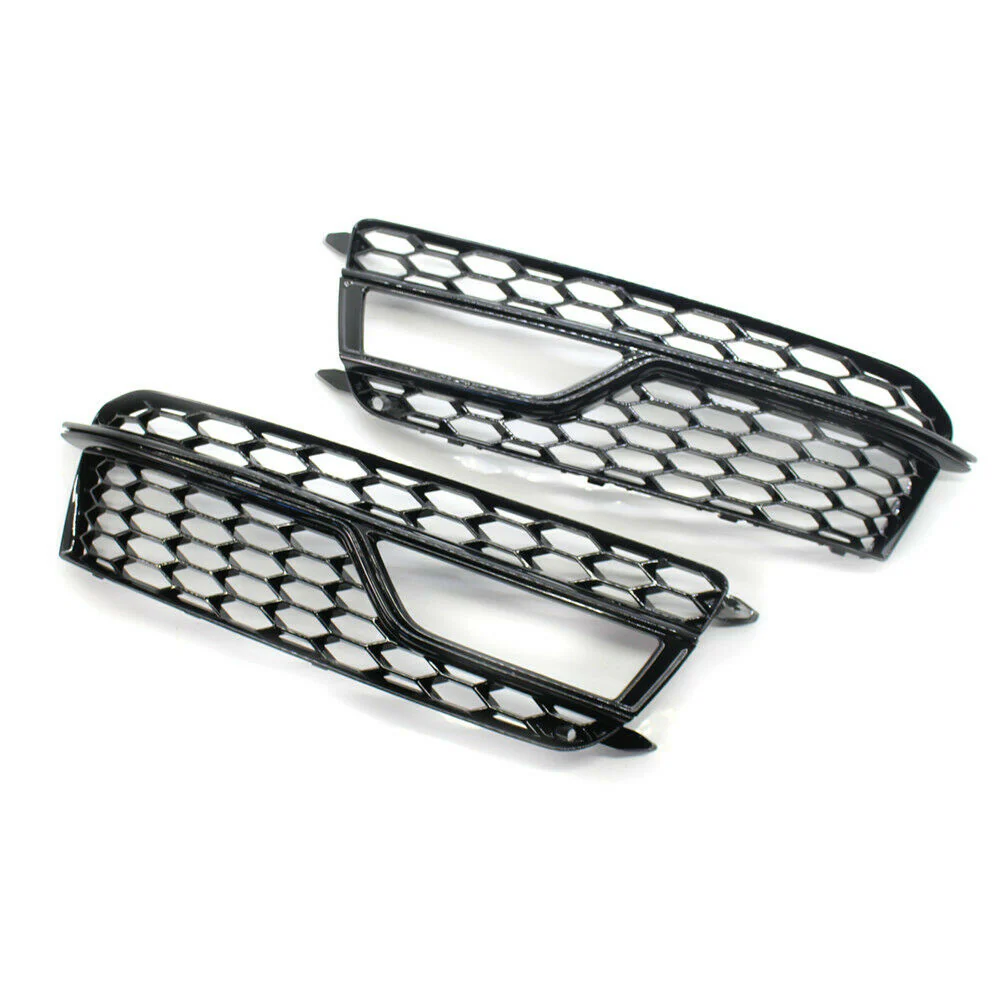 2x Black Fog Light Grille Cover For Audi A5 B8.5 8T S-Line S5 2013-2016 - Image 4