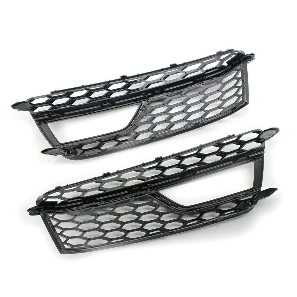 2x Black Fog Light Grille Cover For Audi A5 B8.5 8T S-Line S5 2013-2016 - Image 5