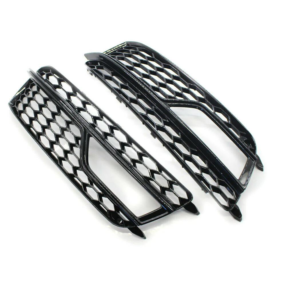 2x Black Fog Light Grille Cover For Audi A5 B8.5 8T S-Line S5 2013-2016 - Image 8