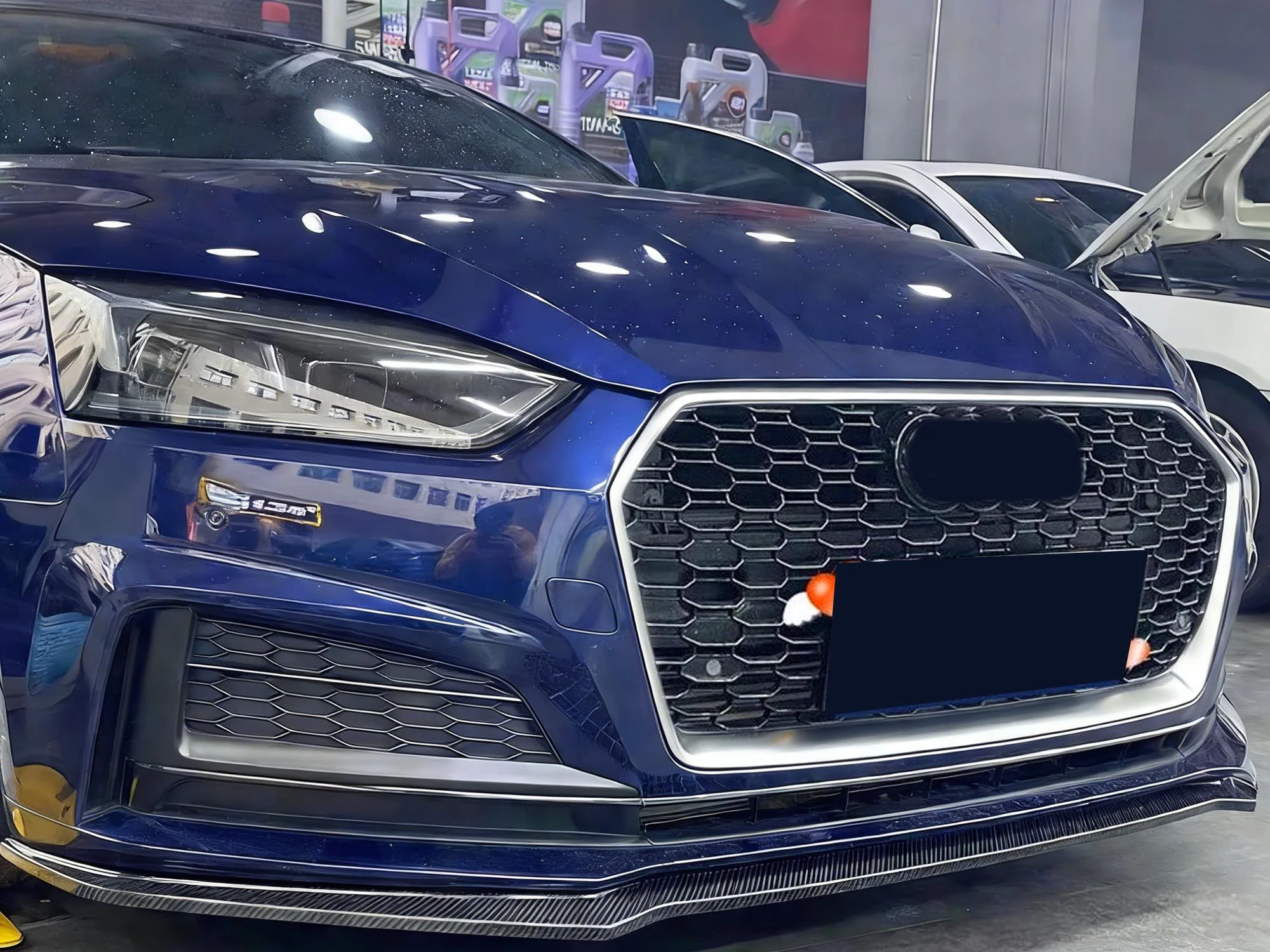 RS5 Style Honeycomb Front Mesh Grille Chrome for Audi A5 S5 B9 2017 2018 2019 - Image 2