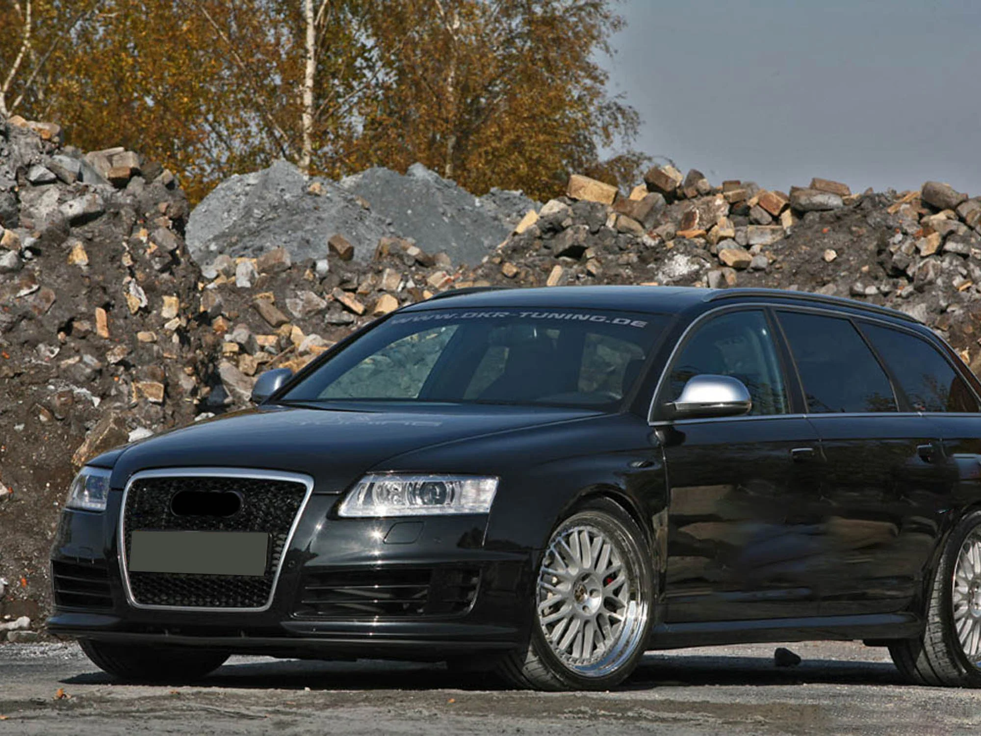 Honeycomb Front Grille w/ Chrome Frame For Audi A6 S6 C6 2005-2011 Grill RS6 Style - Image 2